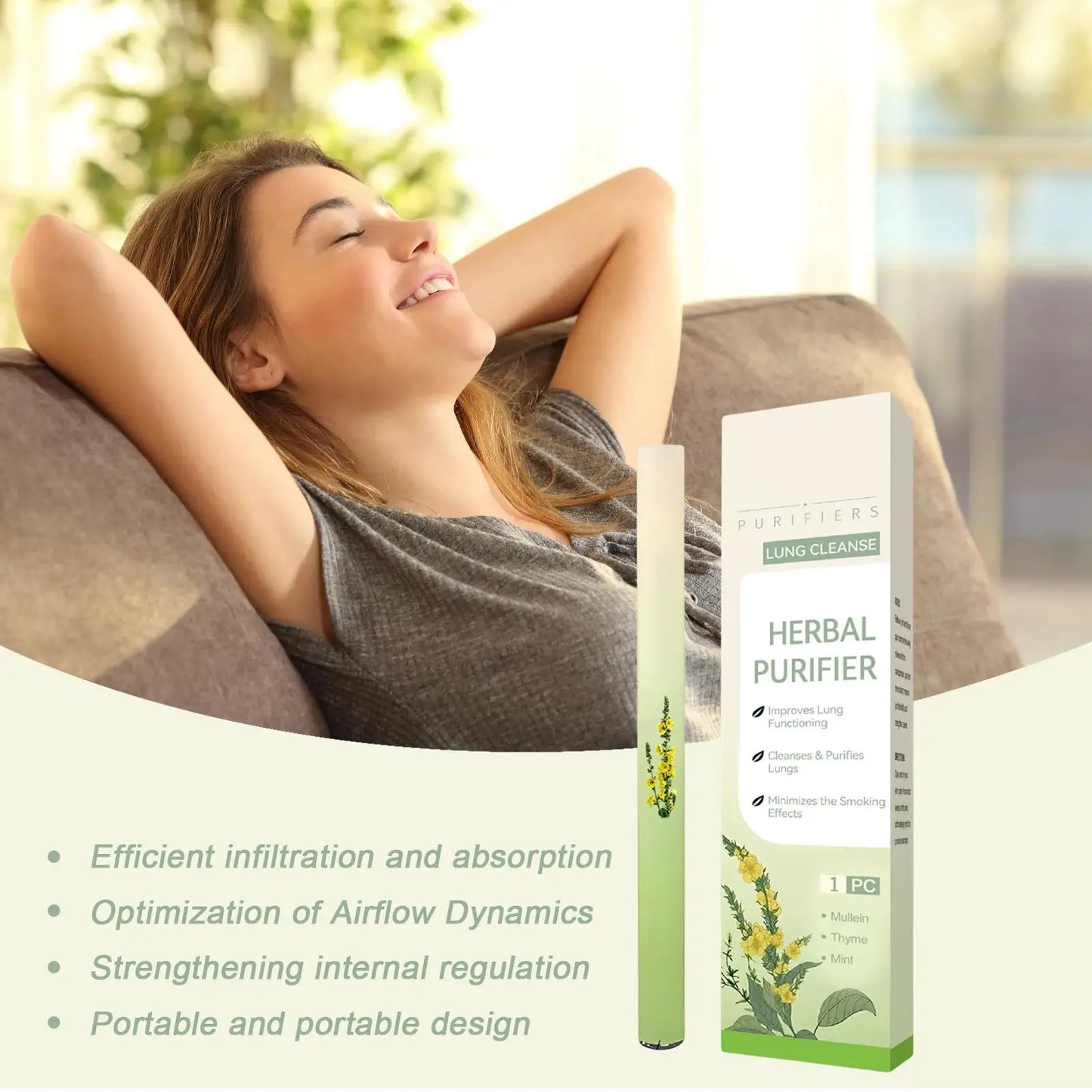 Lung Cleanse Inhaler Herbal Lung Cleansing Nasal Inhaler Natural Air Freshening Soothing Diffuser Cleanses the Nasal Cavity Lung